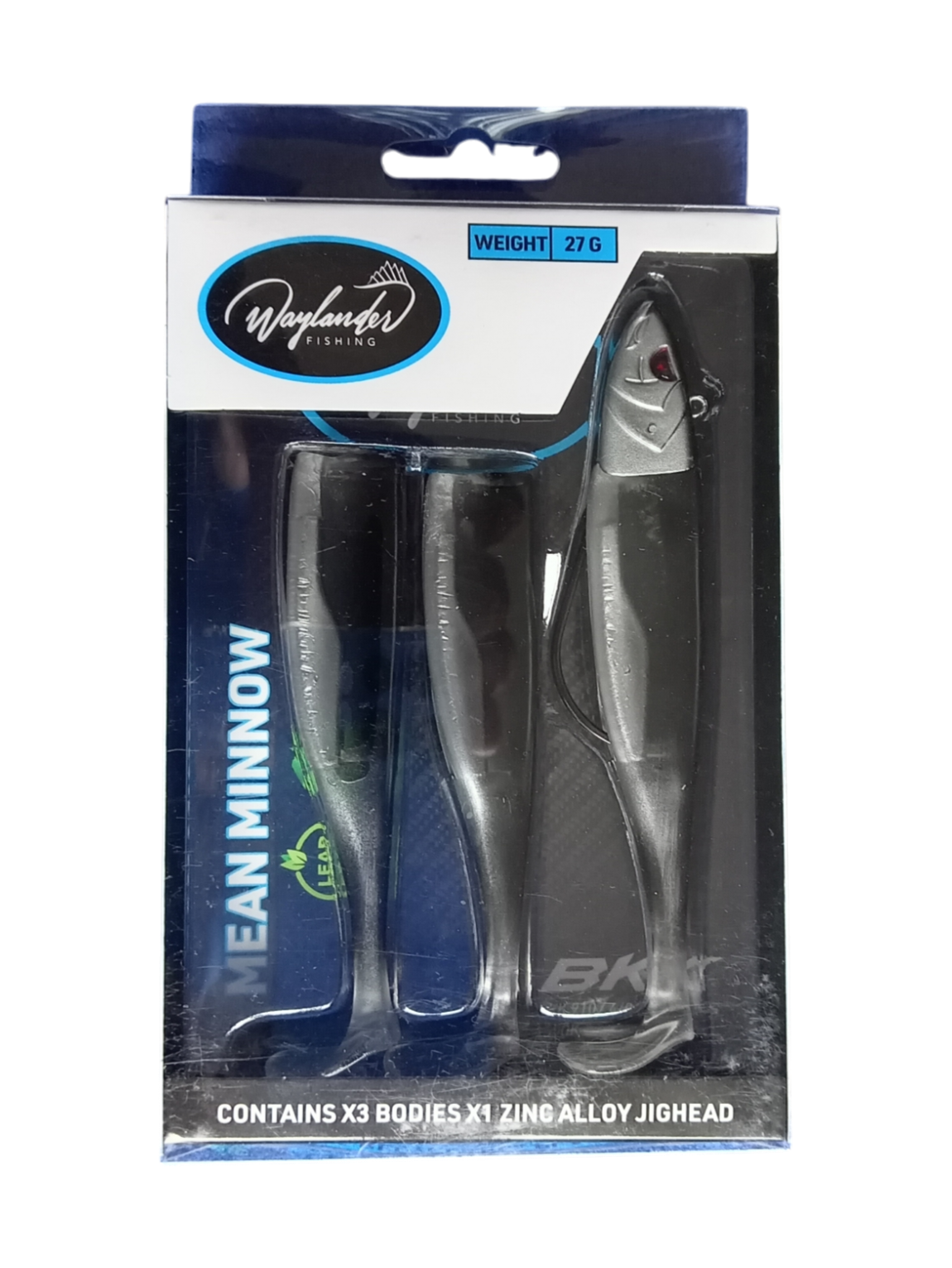 Waylander - Mean Minnow x3 de plástico blando con cabeza plomada (sin plomo)