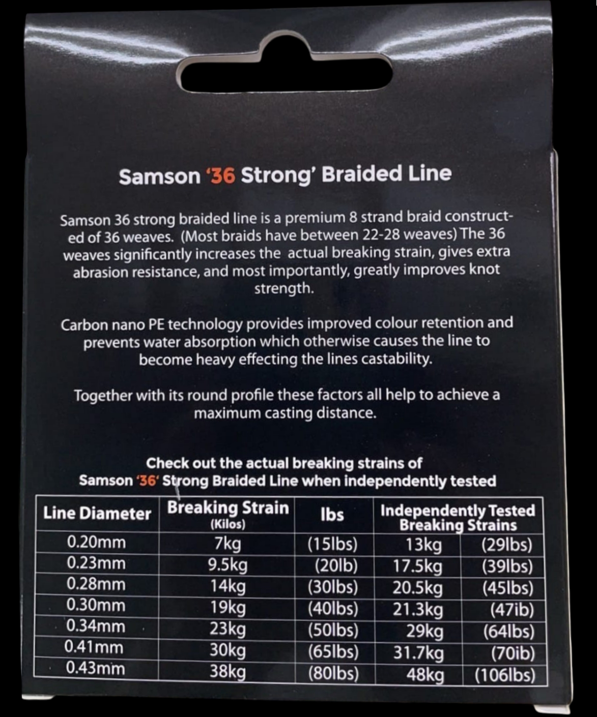 Ligne de pêche tressée Samson « 36 Strong »